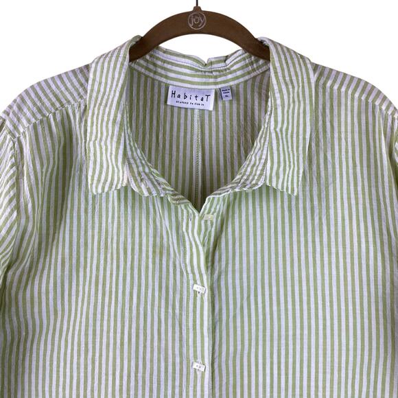 Habitat Striped Tunic Top Size XL Green Cream Art To Wear - Picture 3 of 11